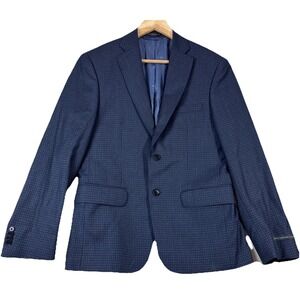 JOHN VARVATOS Blazer Blue‎ Micro Check Plaid Sport Coat Jacket - US 38 S
